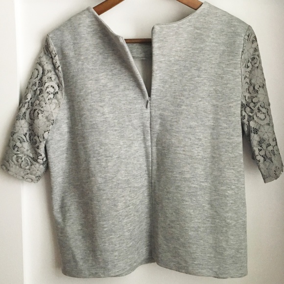 Ann Taylor LOFT Floral Lace Sleeve Blouse, M - Picture 3 of 5
